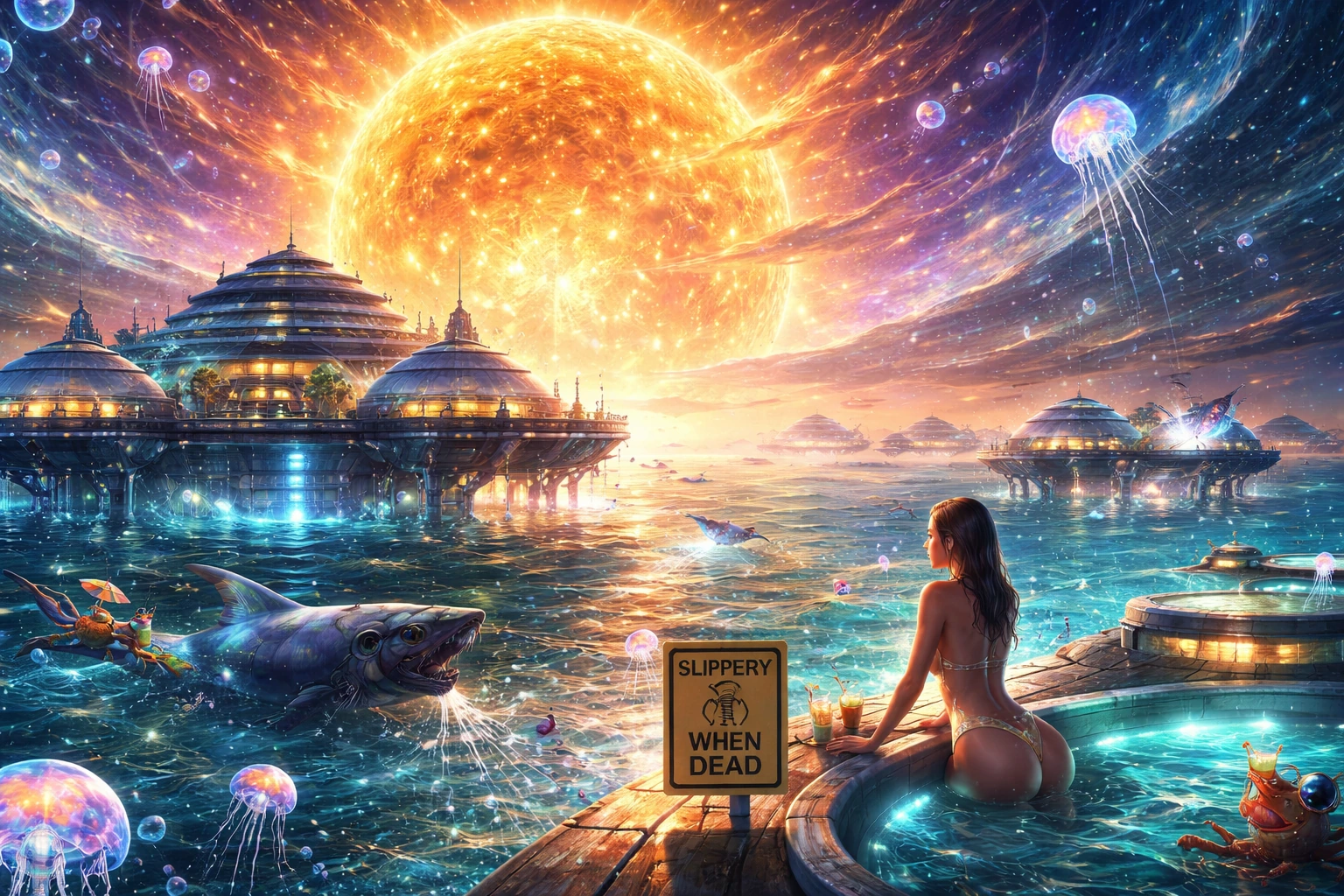 Плавучі станції всередині світла