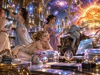 Космічний бюрократ та зоря: на фоні — але звіт напишемо завтра Космічний бюрократ переглядає голографічні звіти в зоряному архіві