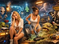 Нічні траси гравітації в Космічному архіві: дві дівчини в стилі арт-ню