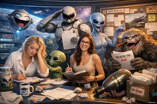 Космічний архів із двома дівчатами та неземними істотами