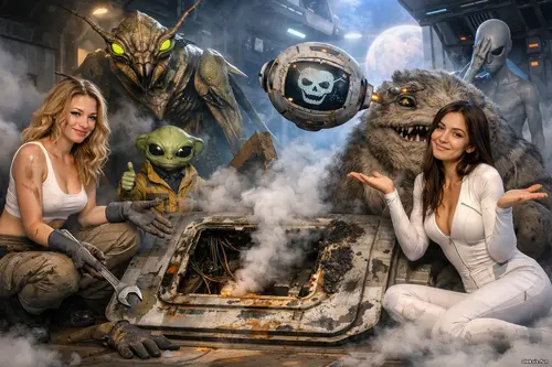 Саркастичний бортовий ШІ та команда з двох дівчат і неземних істот