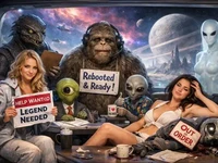 Дві жінки та неземні істоти у футуристичній космічній зоні