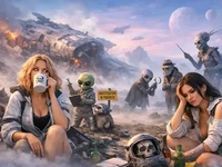 Туманна планета з уламками корабля: дві дівчини та інопланетяни